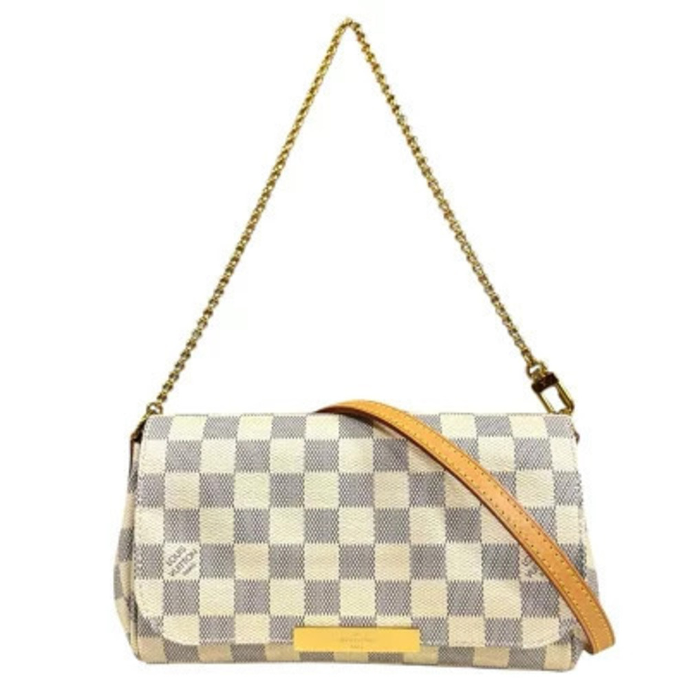 Louis Vuitton Favorite Damier Azur White Shoulder Bag Canvas White